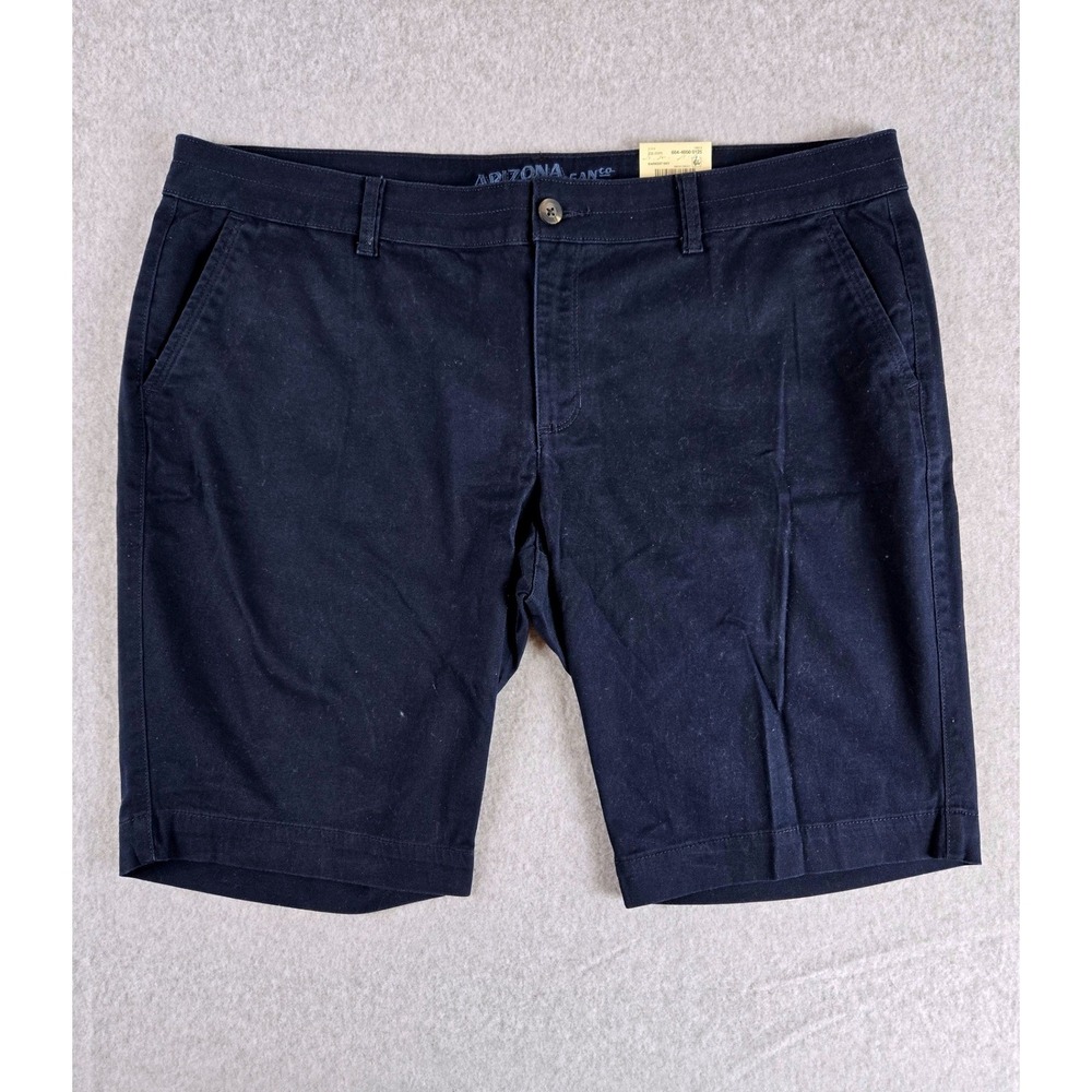 Arizona Jean Co Womens Bermuda Shorts Size 19 Navy Blue Khaki Twill Flat Front